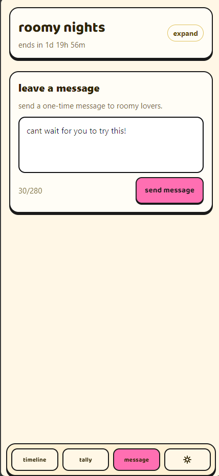 Roomy room messages interface